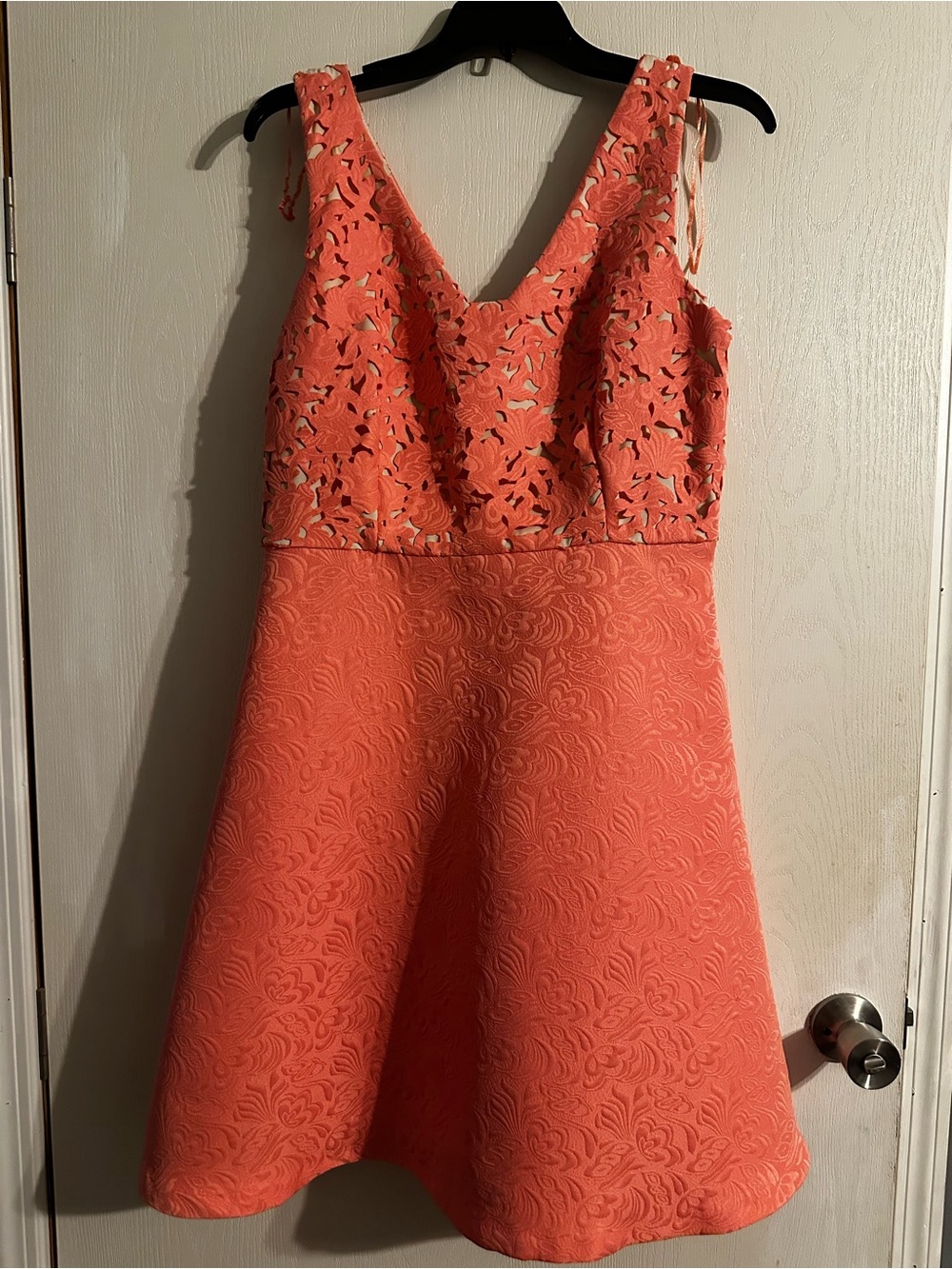 Donna Ricco Sleeveless Coral Lace Fit & Flare Dress
